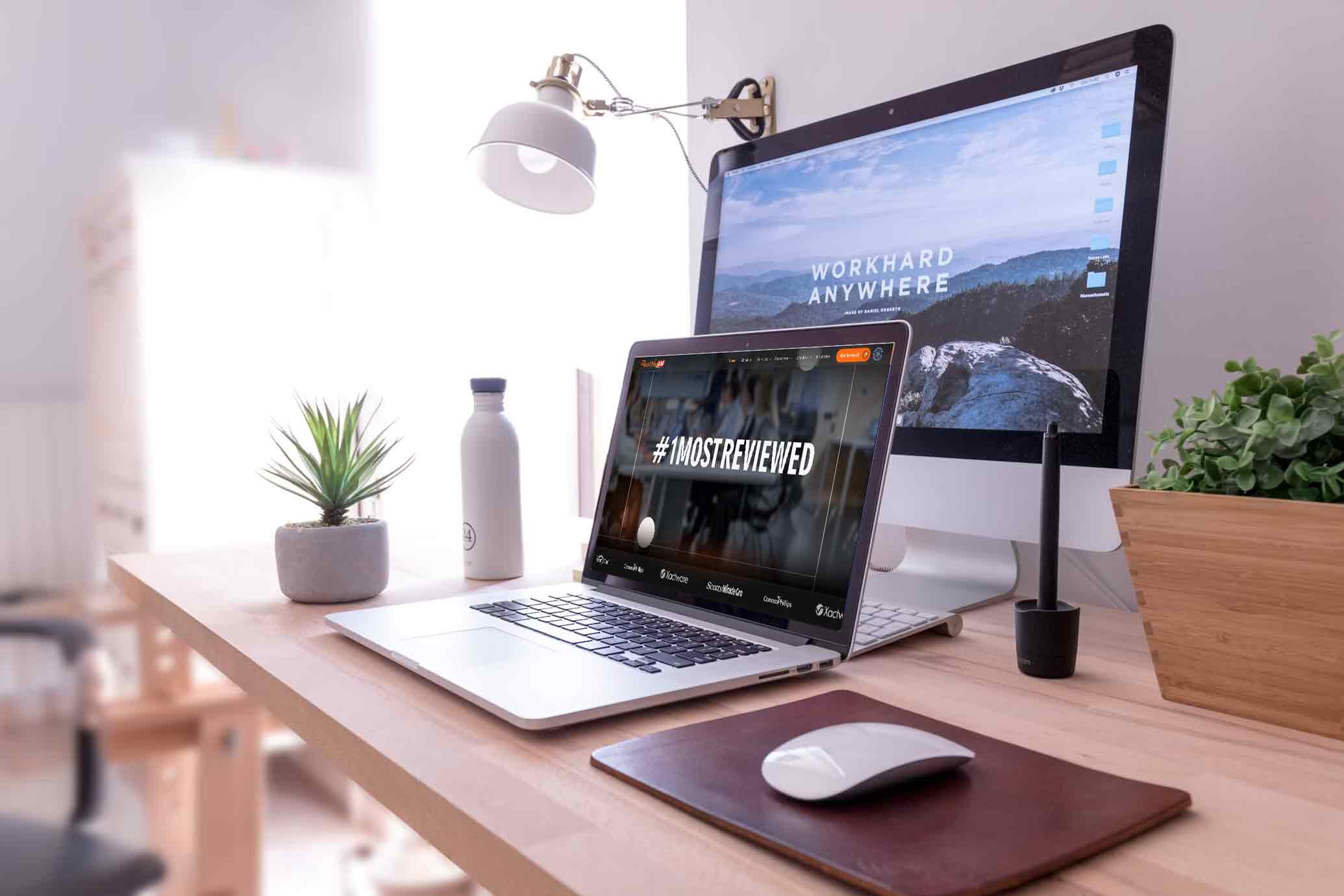 Search analytics dashboard on a desk